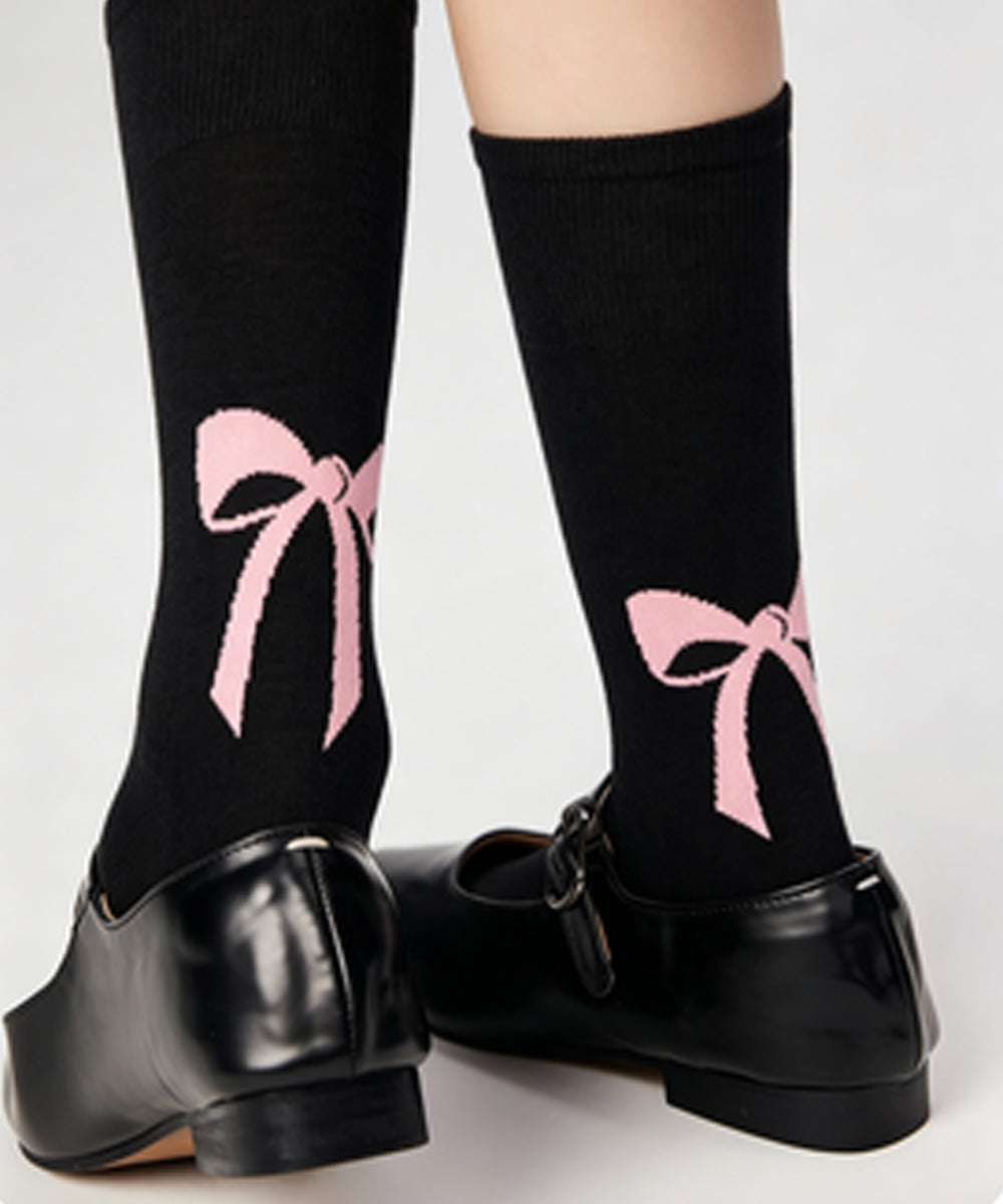 リボンデザイン シアーソックス 美脚靴下 レディース シースルーソックス 大人可愛い ガーリー靴下 韓国風 春夏ソックス 透け感 ミドルソックス フェミニン 薄手 88CXH-151