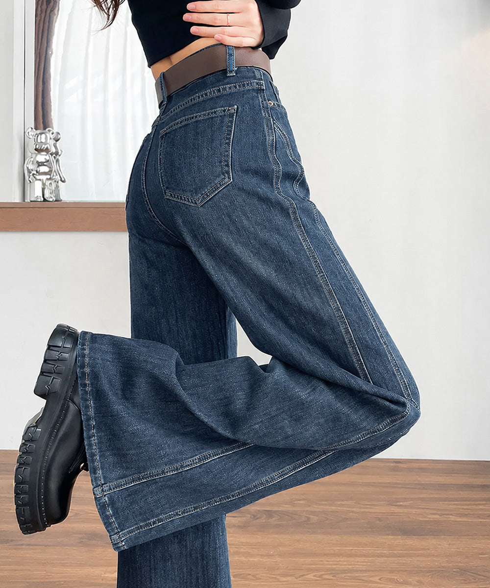 ヴィンテージ フレア デニムパンツ韓国風 ゆったり ロングストレートパンツ レディース ハイウエスト ジーパン着やせ 細見えボトムス 脚長  体型カバー 春夏秋冬 88CXH-194