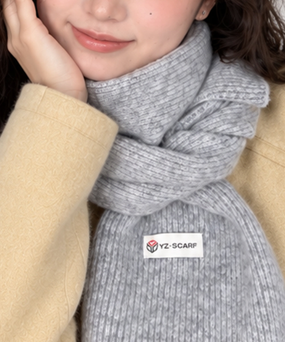 暖かいリブニットマフラー カシミアタッチ 韓国風マフラーレディース チクチクしないニットストール 無地厚手 シンプルネックウォーマー おしゃれ 防風防寒首巻き保温 88CXH-195