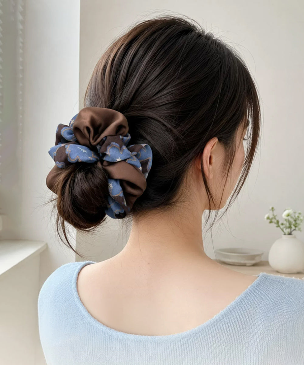 異素材ミックス ボリュームシュシュ 上品 レディース 大人可愛い きれいめ ヘアゴム バイカラー ヘアアクセサリー おしゃれ ヘアアレンジ 簡単 まとめ髪 韓国風 88CXH-198