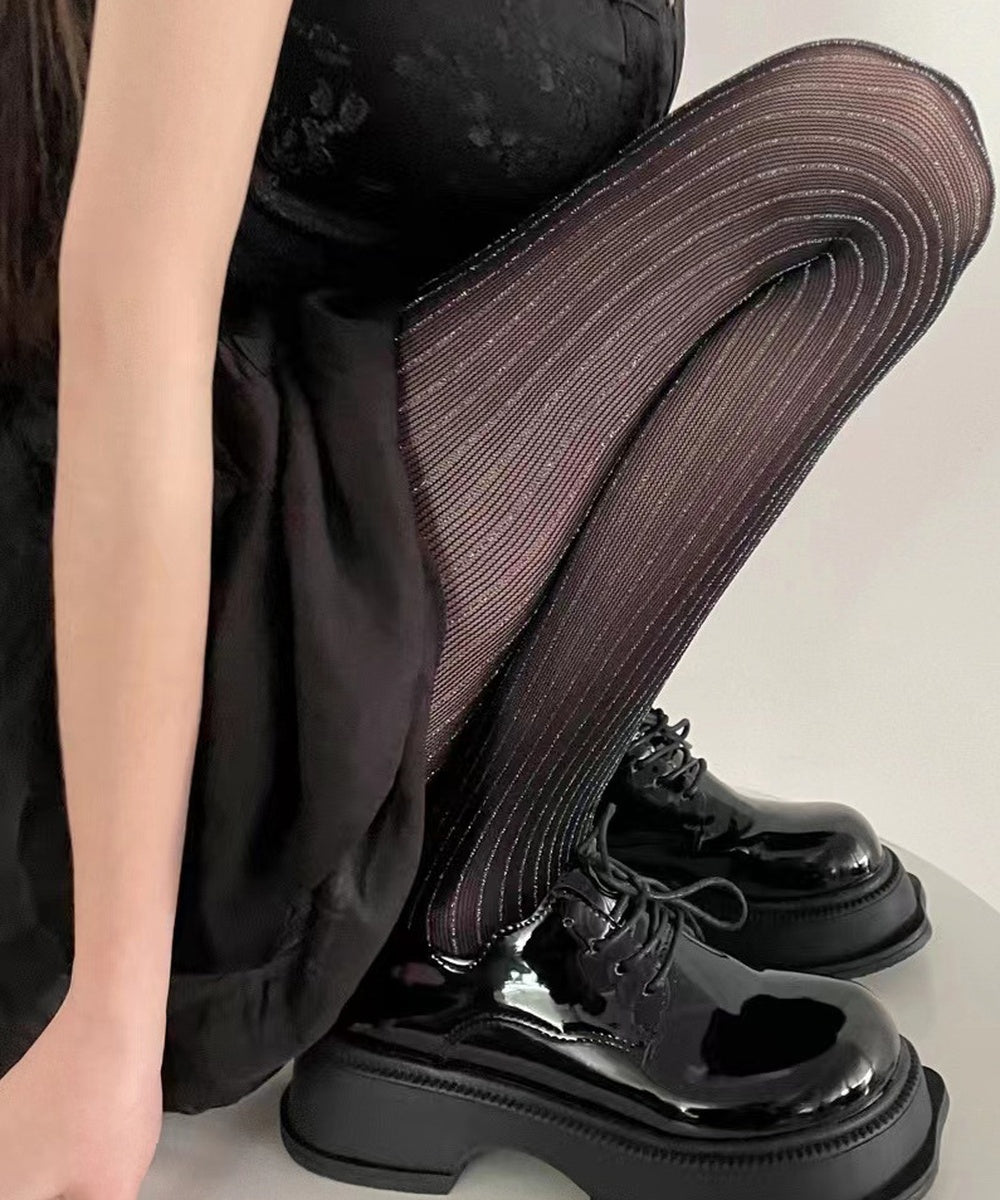 ラメストライプ シアーリブタイツ 美脚 セクシーパンティストッキング フェミニン ストレッチタイツ レディース 大人かわいい ストッキング透け感タイツ キラキラ 88CXH-205