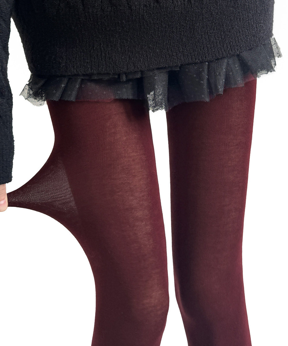パンティストッキング無地  美脚タイツ ワインレッド
