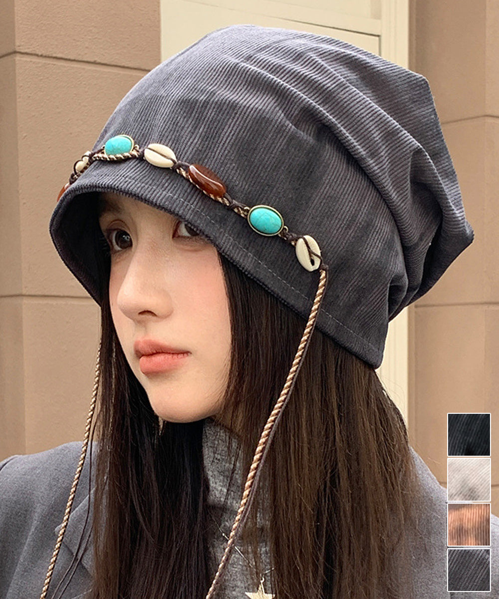 装飾付き ルーズキャップレディース 小顔 詳細画像1