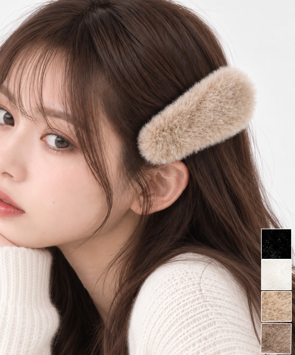フェイクファー ボリューム ヘアクリップ 詳細画像1