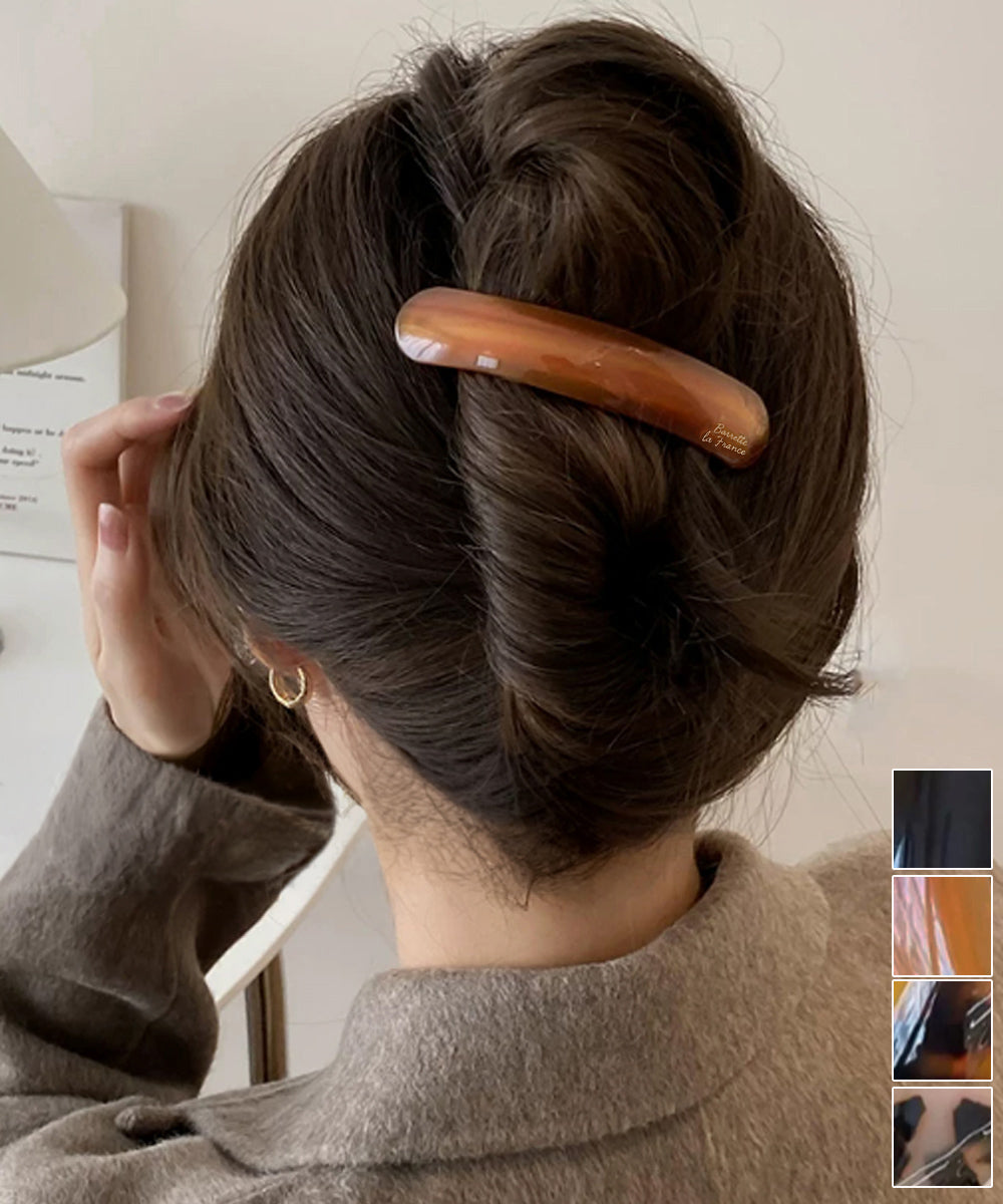 マーブル柄 バレッタ ヘアクリップ 上品