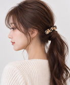 マーブル柄 バレッタ ヘアクリップ 上品