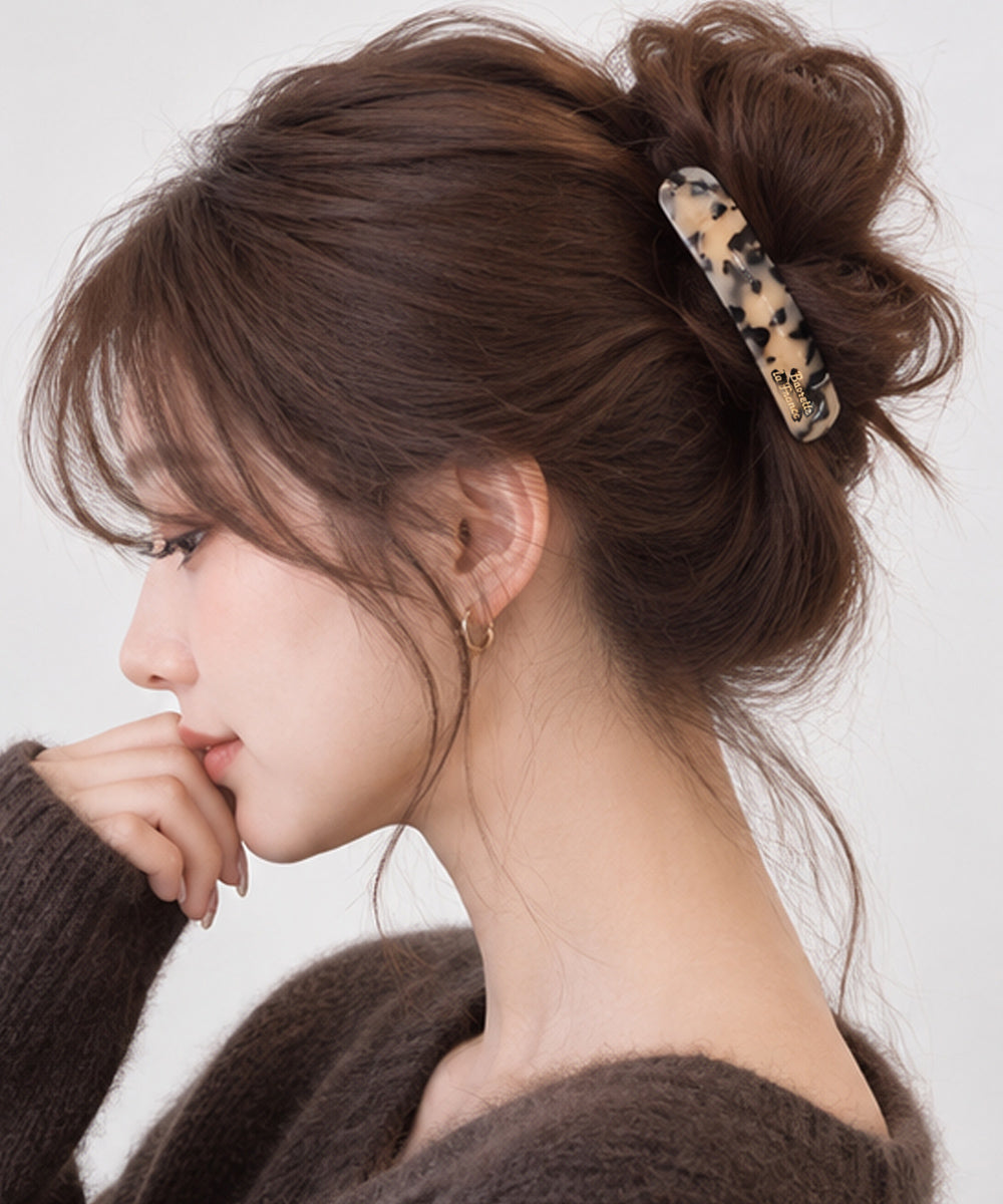 マーブル柄 バレッタ ヘアクリップ 上品