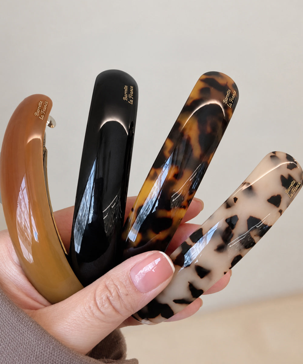マーブル柄 バレッタ ヘアクリップ 上品
