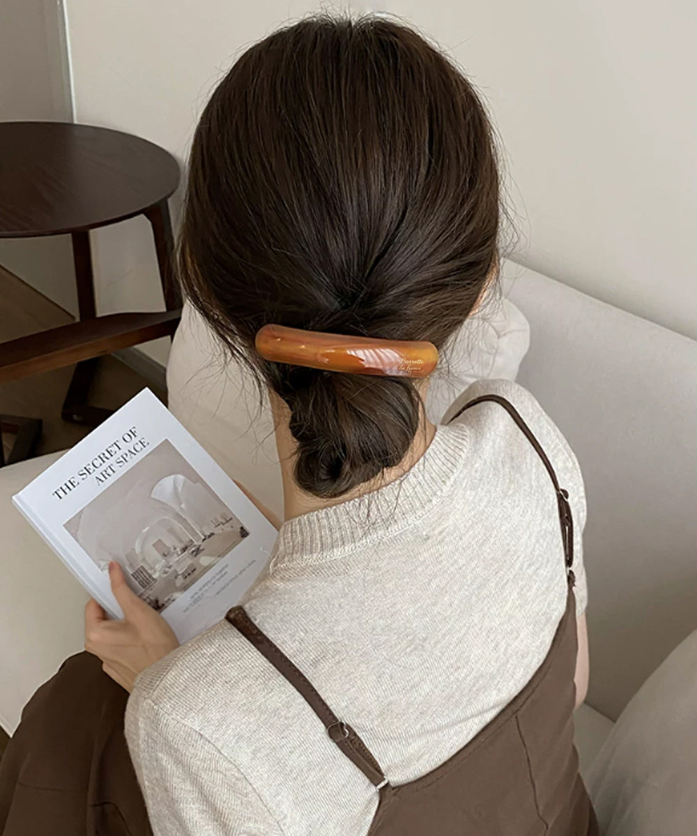 マーブル柄 バレッタ ヘアクリップ 上品
