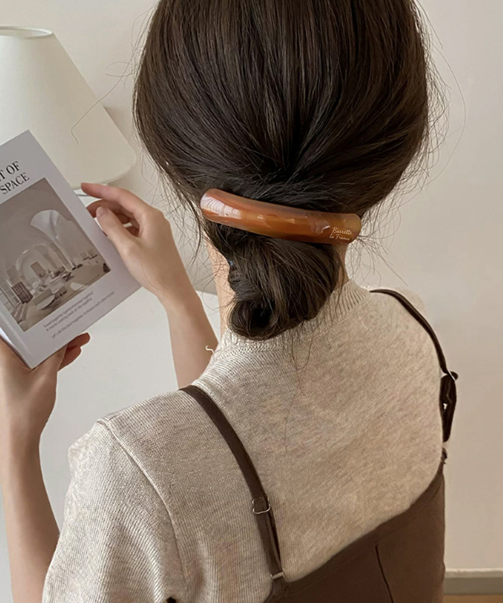マーブル柄 バレッタ ヘアクリップ 上品