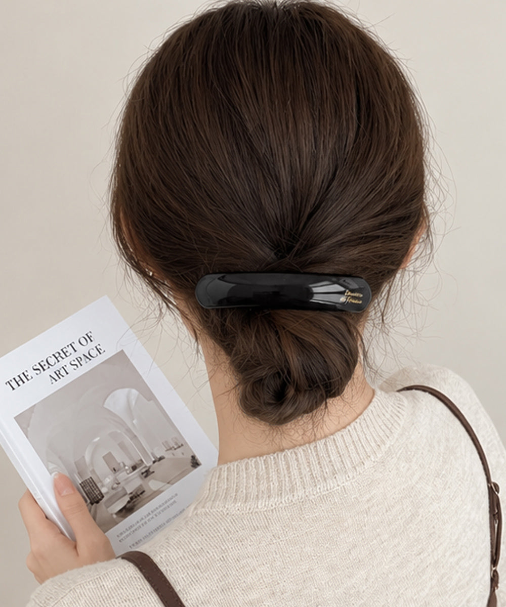 マーブル柄 バレッタ ヘアクリップ 上品