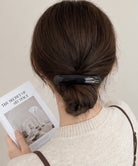 マーブル柄 バレッタ ヘアクリップ 上品