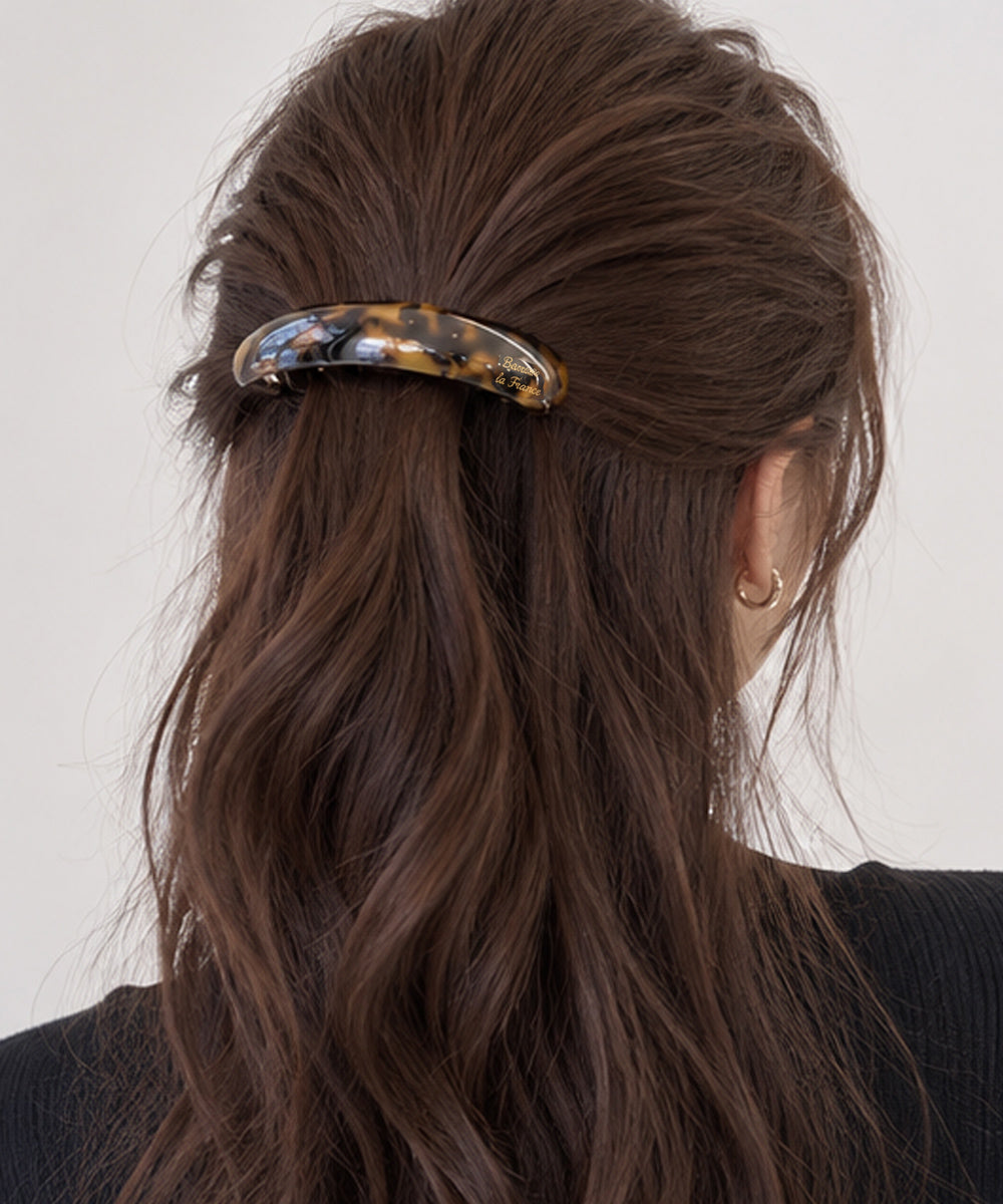 マーブル柄 バレッタ ヘアクリップ 上品