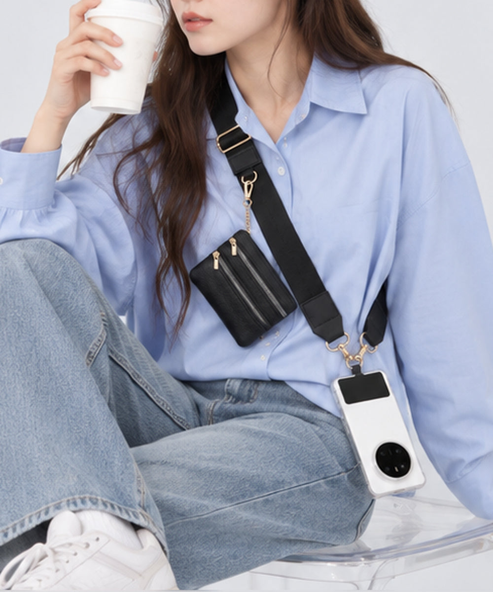 ミニポーチ付きスマホショルダーストラップ