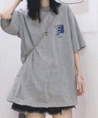 Tシャツ英文字 ロゴプリント半袖Tシャツ グレー