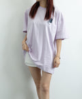 Tシャツ英文字 ロゴプリント半袖Tシャツ ラベンダー
