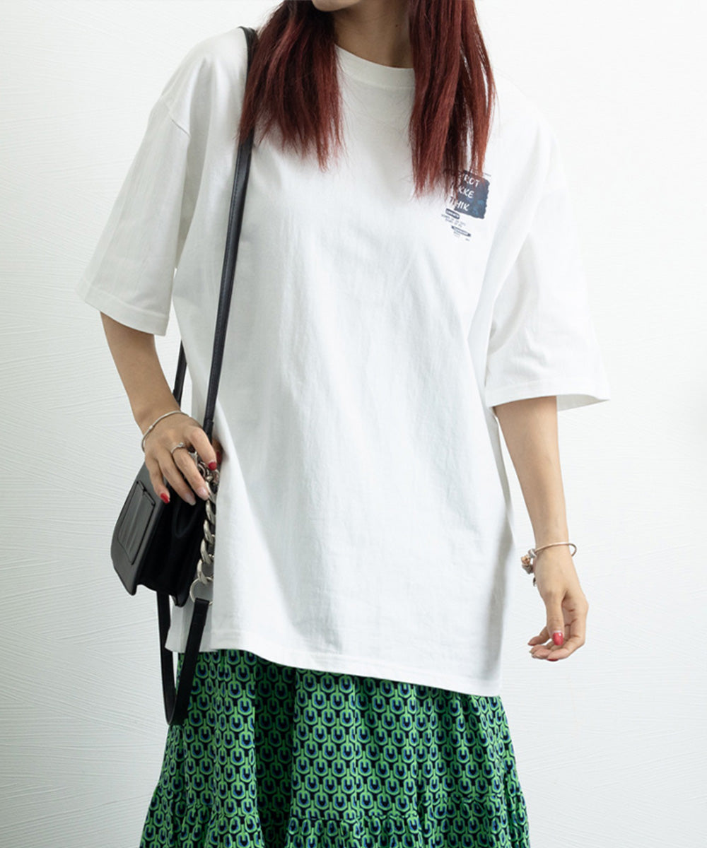 Tシャツ英文字 ロゴプリント半袖Tシャツ ホワイト