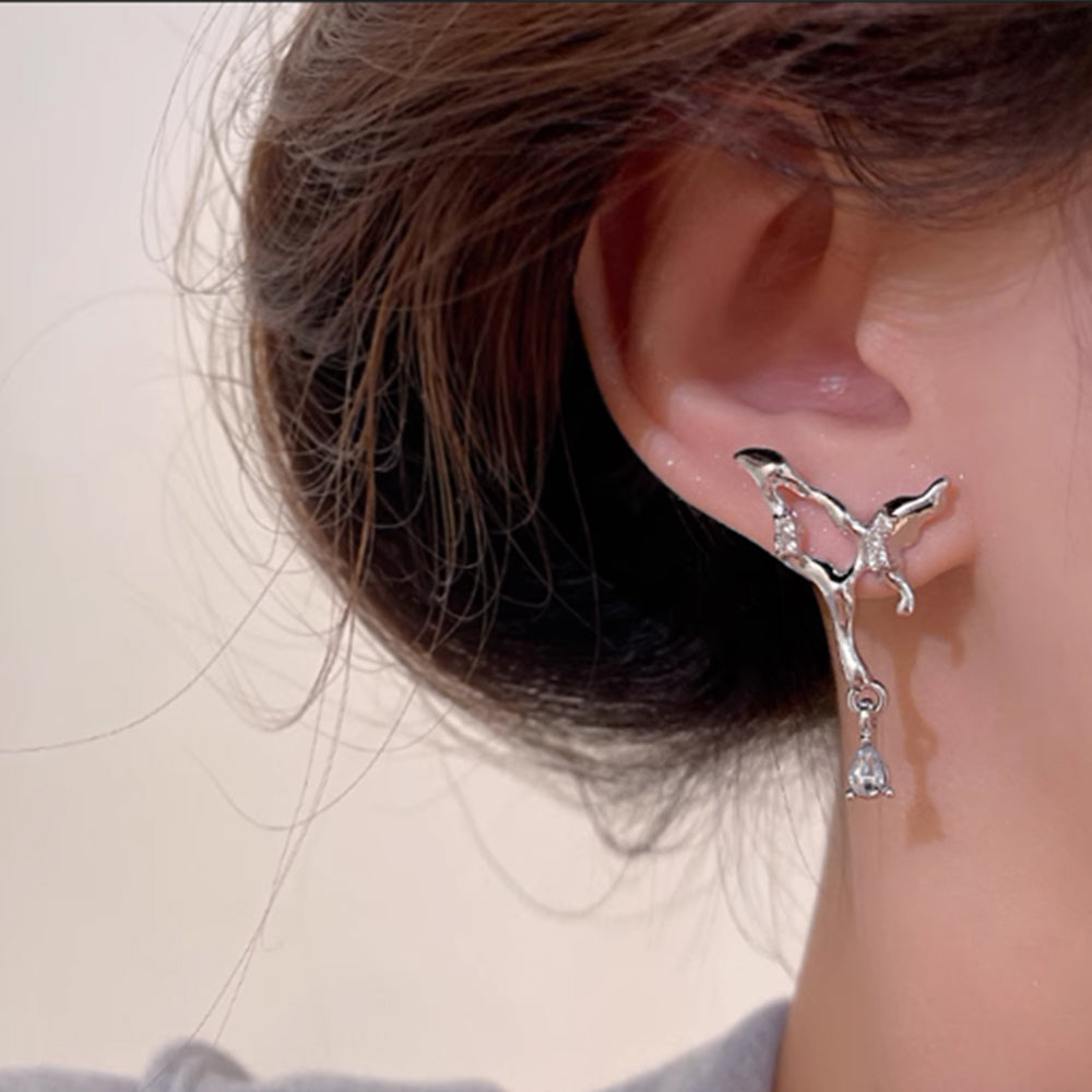 蝶々ピアス バタフライ耳飾りアクセサリー シルバー