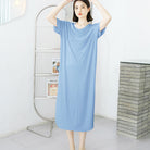 Tシャツワンピース ロングワンピ 涼しい 薄ブルー