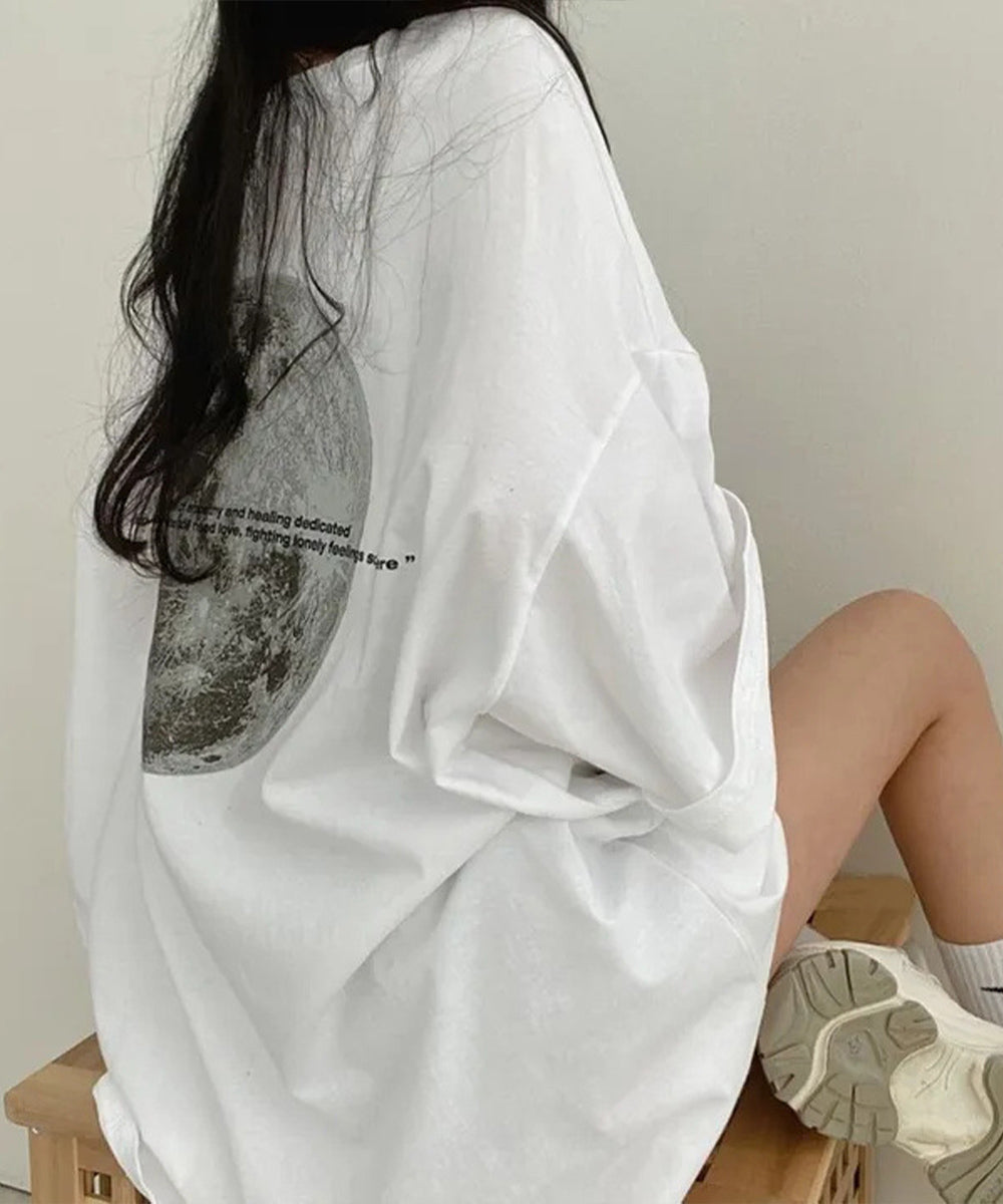 バックプリントTシャツ ゆったりビッグt ホワイト