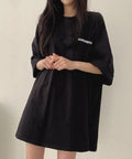 ロゴTシャツ ゆったり プルオーバー夏服 ロングtシャツ オーバーサイズ 英文字ロゴ 半袖Tシャツ 着やせ カットソー ビッグtシャツ大人カジュアル クルーネック 89EKDZ-003