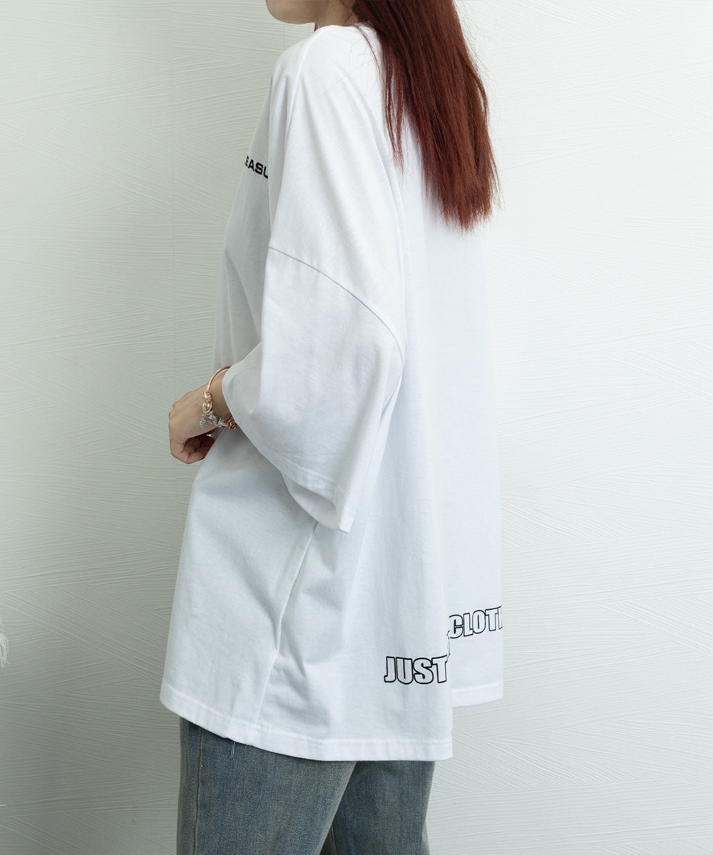 ロゴTシャツ ゆったり プルオーバー夏服 ロングtシャツ オーバーサイズ 英文字ロゴ 半袖Tシャツ 着やせ カットソー ビッグtシャツ大人カジュアル クルーネック 89EKDZ-003