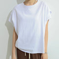 ショルダータックTシャツ レディース半袖 ホワイト