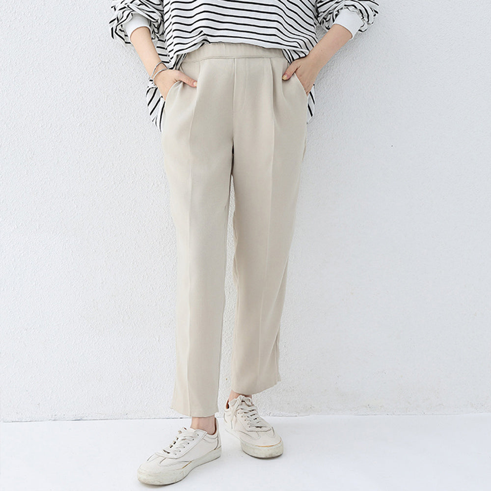 テーパードパンツ レディースボトムス美脚 ベージュ
