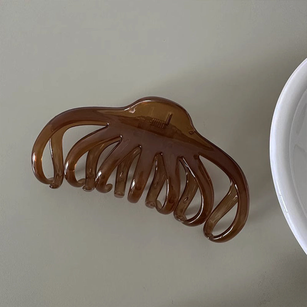 ヘアクリップ大きめアクリルバンスクリップ ブラウン
