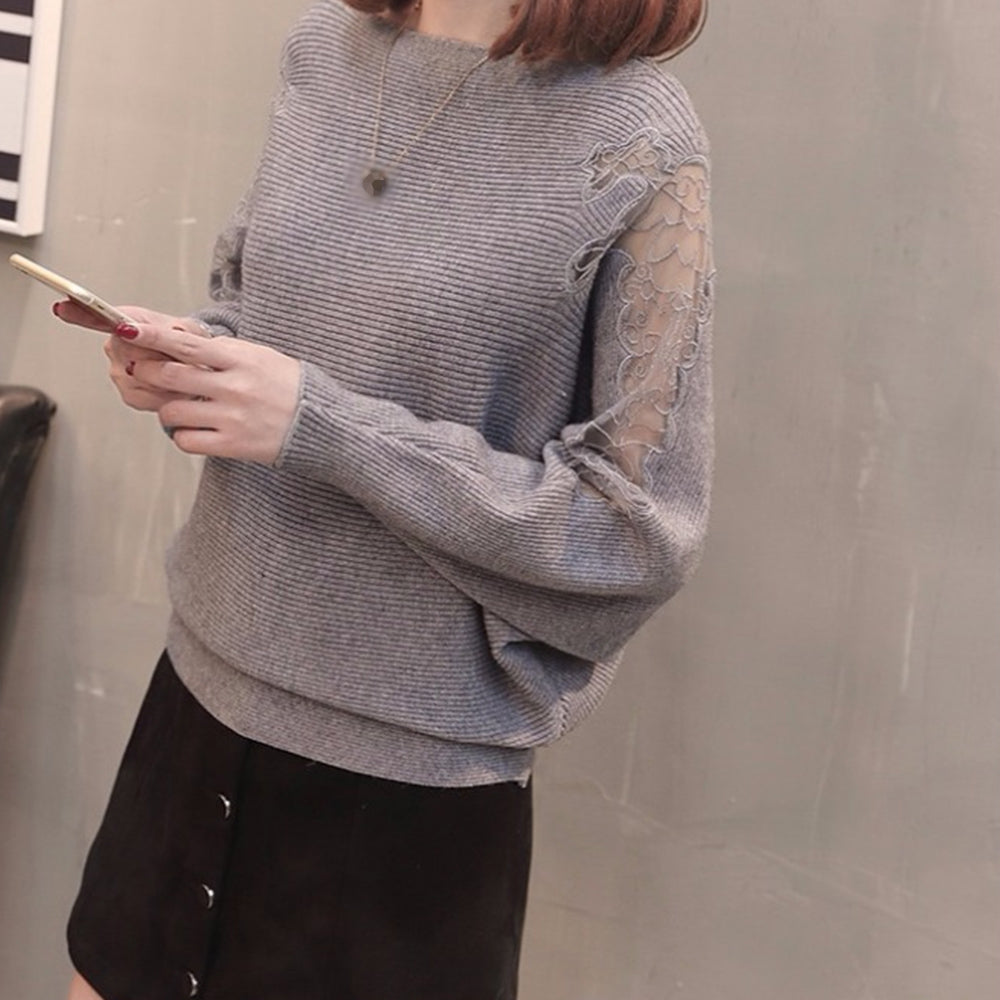 ドルマンニットトップス ボートネック上品 グレー