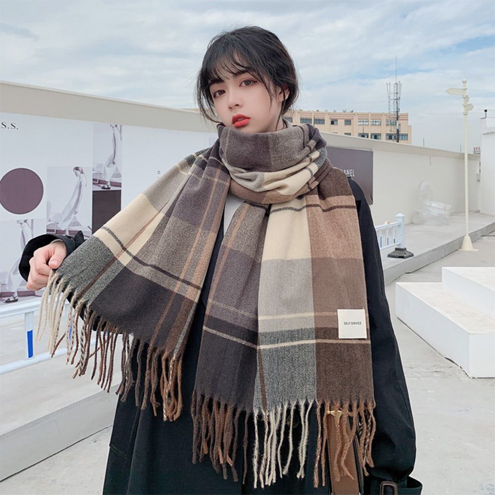 大判マフラー チェック柄 秋冬レディース 詳細画像7