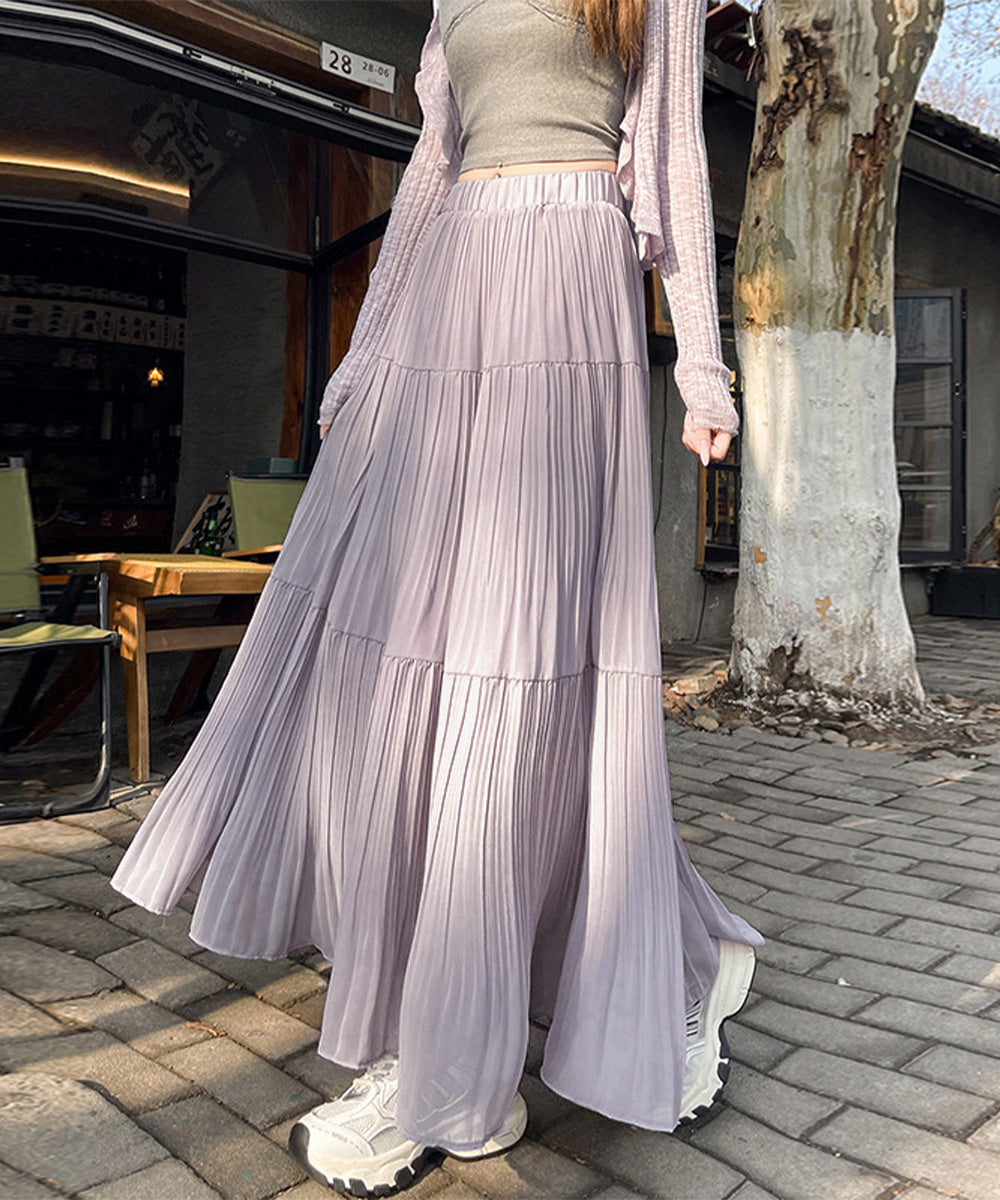 シフォンスカート ロングプリーツスカート ラベンダー