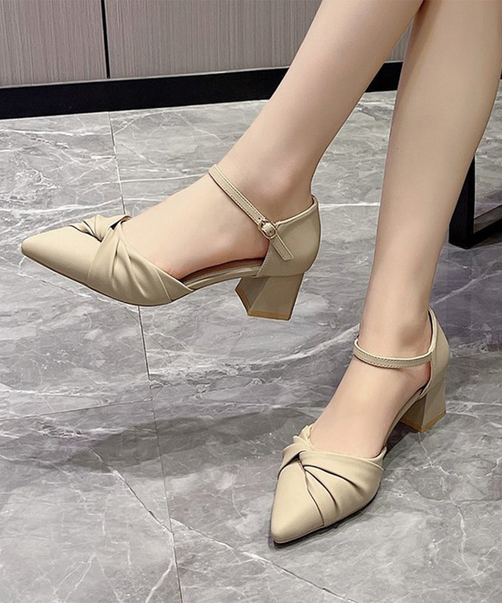 ツイストパンプス アンクルストラップ美脚 ベージュ