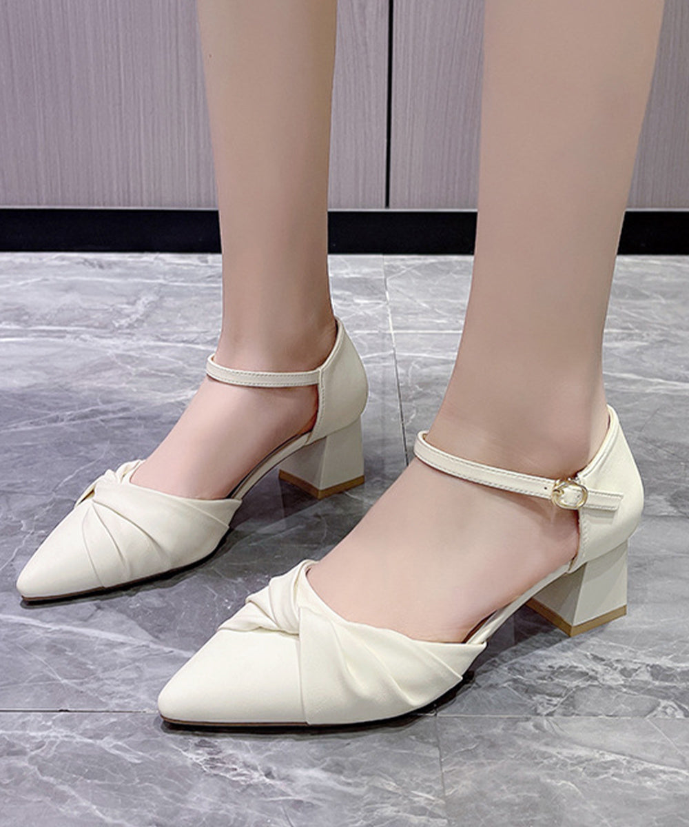 ツイストパンプス アンクルストラップ美脚 アイボリー