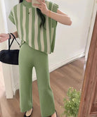 サマーニットセットアップ 韓国 春夏秋服 ミント