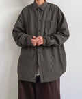ストライプ柄シャツ メンズ秋冬シャツ長袖 ポケット付きこなれ感シャツ カジュアルビッグシャツ 体型カバーブラウス ゆったりトップス オーバーサイズ羽織り 春服秋服 90YANJI-001