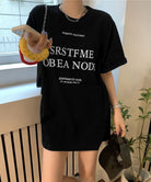 ロゴプリントTシャツ 半袖韓国風トップス ブラック