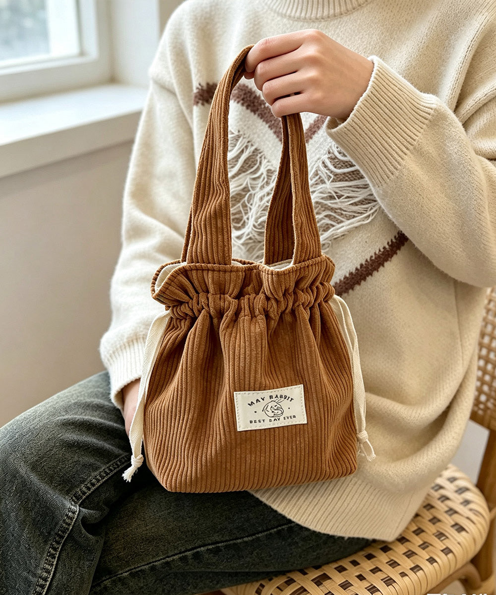 ミニトートバッグ コーデュロイ巾着鞄軽量 小さめトートバッグレディース コンパクトミニハンドバッグ 軽いサブバッグ ドロストバッグ韓国風 ワンマイルバッグおしゃれ 90ZPSY-001