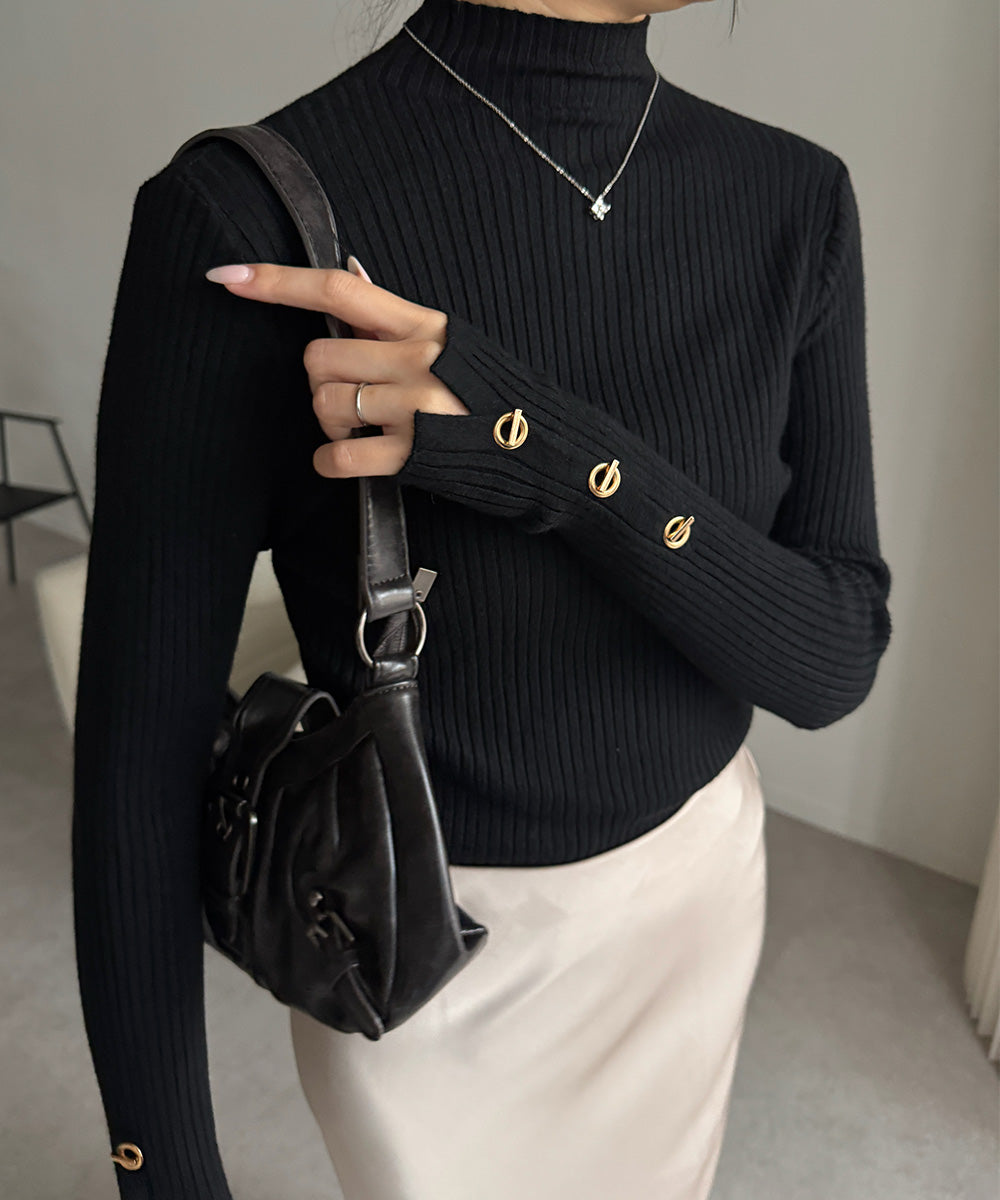 モックネック ニットトップス 長袖秋冬服 詳細画像14