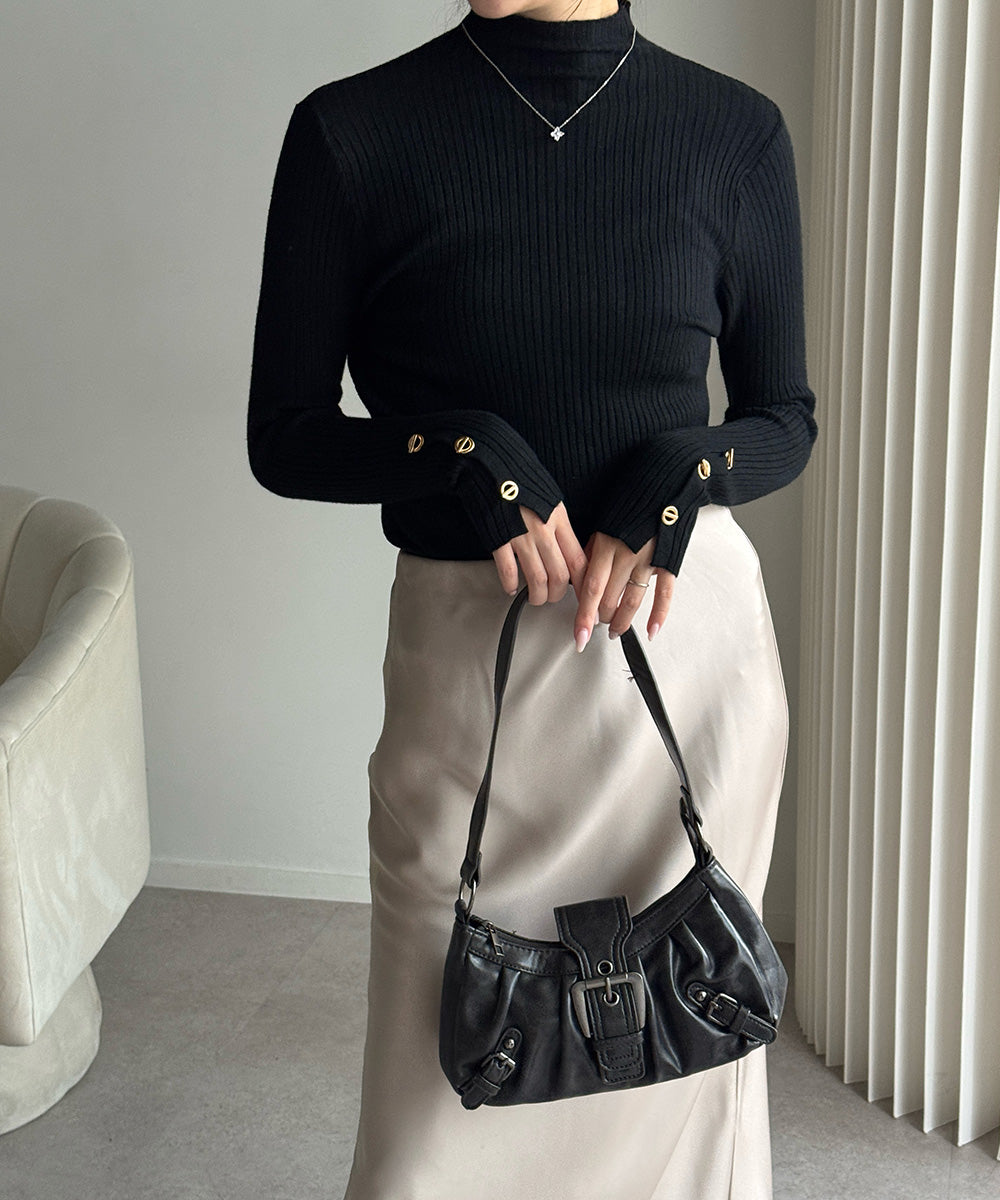 モックネック ニットトップス 長袖秋冬服 詳細画像16