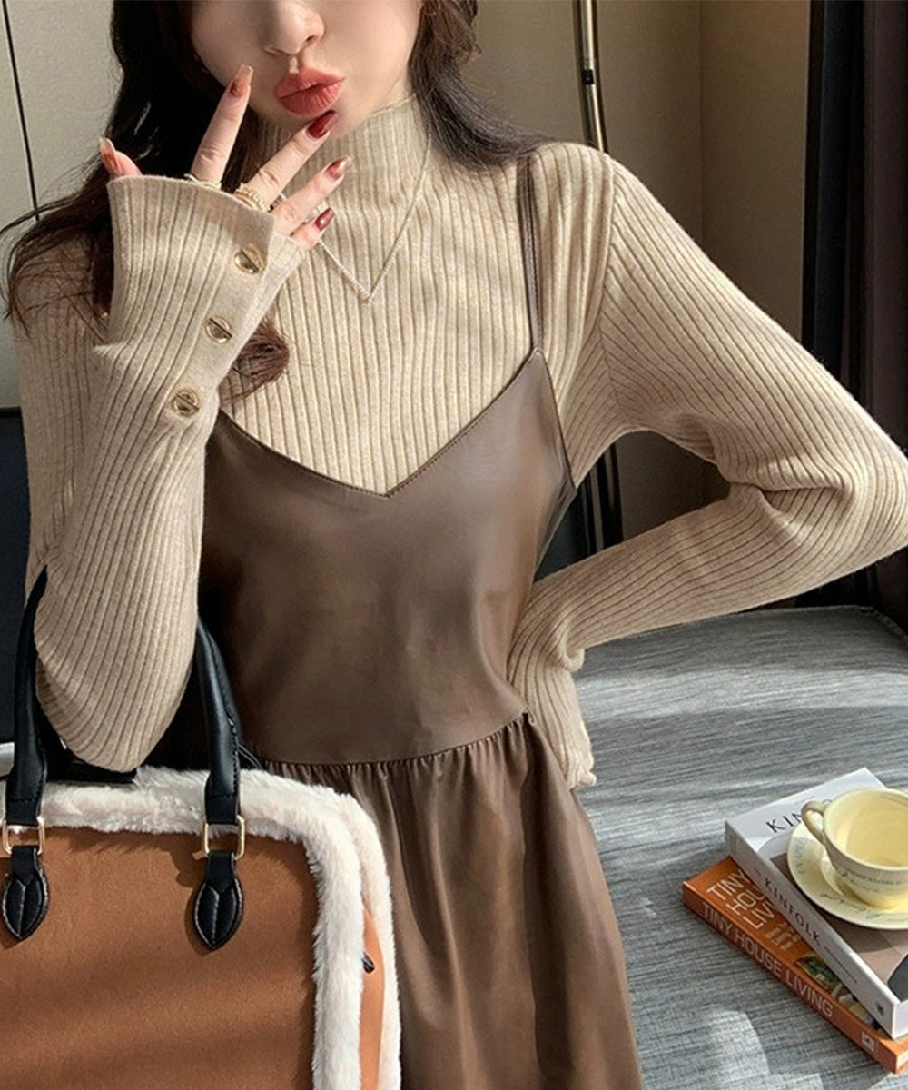 モックネック ニットトップス 長袖秋冬服 詳細画像2