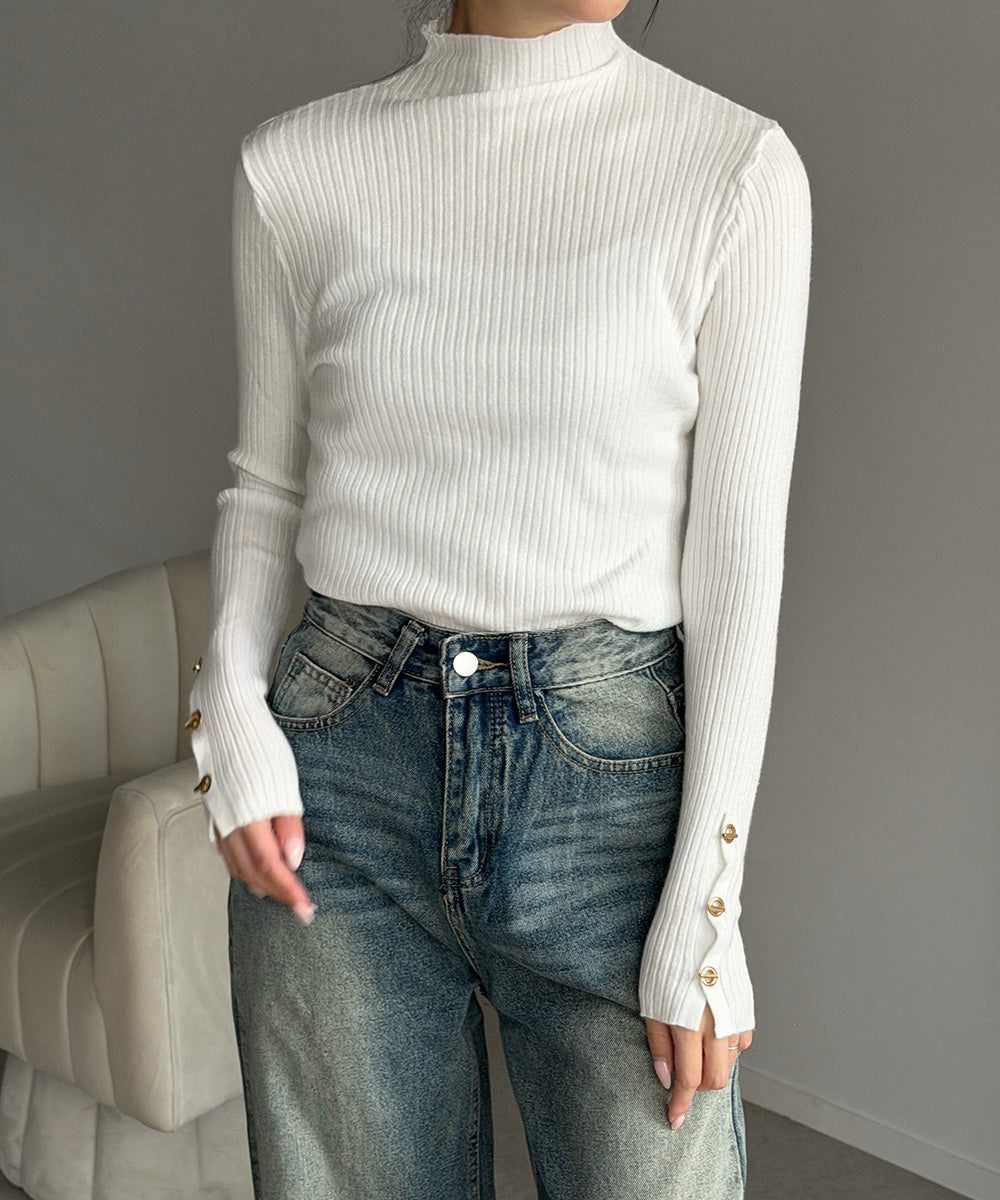 モックネック ニットトップス 長袖秋冬服 詳細画像20