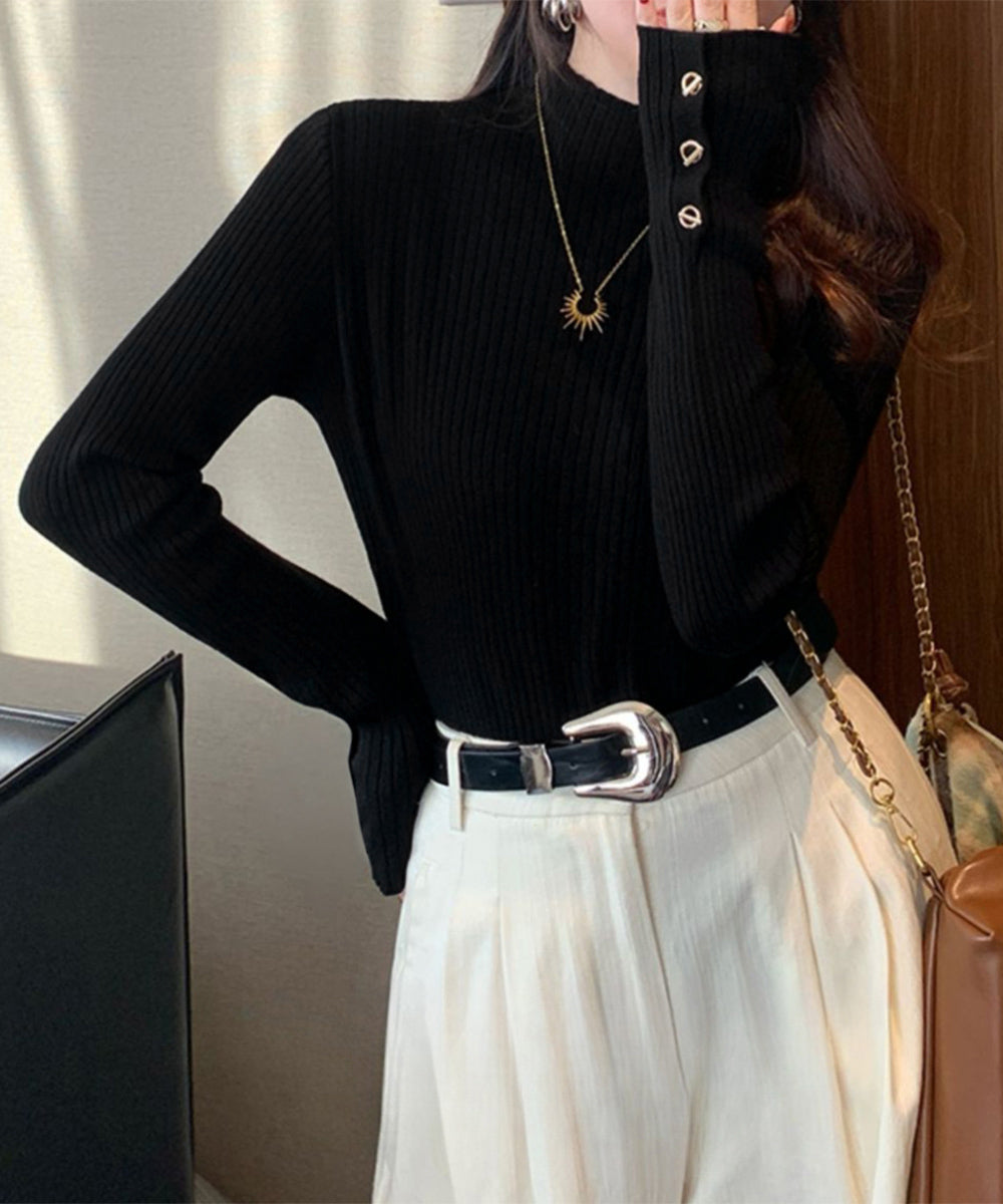 モックネック ニットトップス 長袖秋冬服 詳細画像5