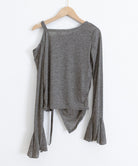 ワンオフショルダーTシャツギャザー 長袖 詳細画像25