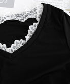 レース付TシャツVネック長袖リブトップス 詳細画像21