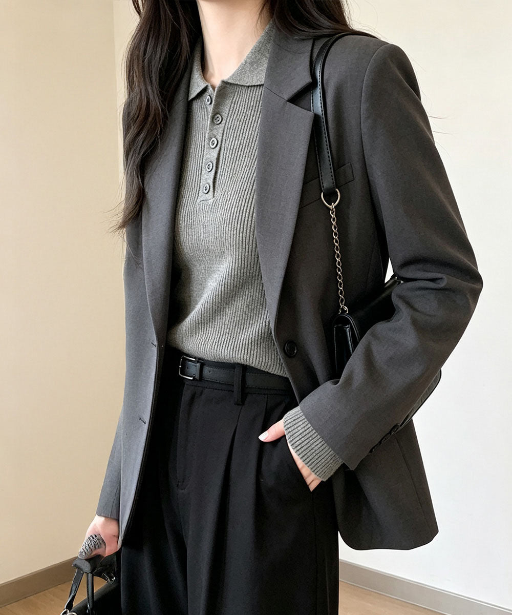 ポロリブニットトップス ベーシック春秋服 詳細画像10