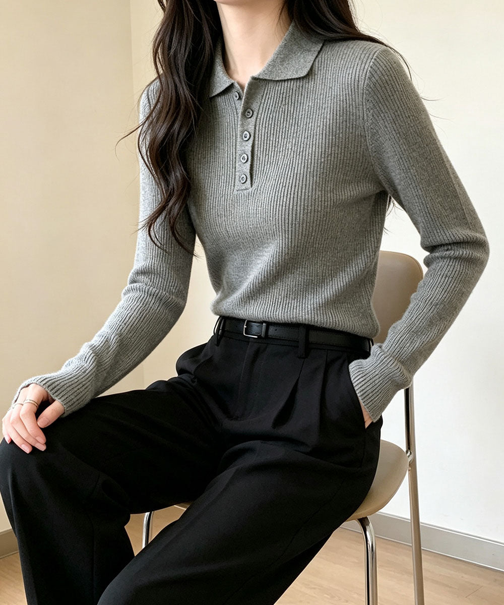 ポロリブニットトップス ベーシック春秋服 詳細画像11