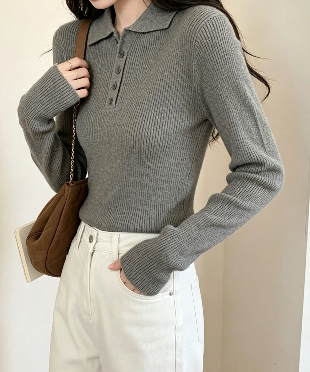 ポロリブニットトップス ベーシック春秋服 詳細画像12
