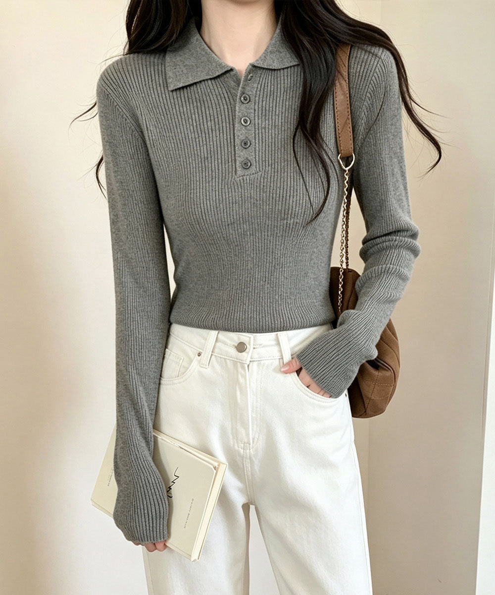 ポロリブニットトップス ベーシック春秋服 詳細画像13