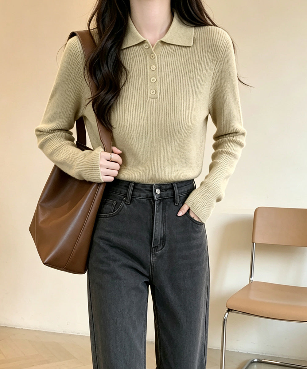 ポロリブニットトップス ベーシック春秋服 詳細画像16